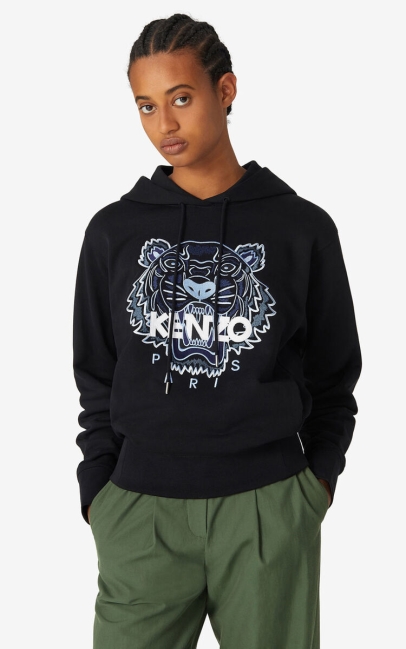 Kenzo Women Tiger Hooded Sweatshirt Black